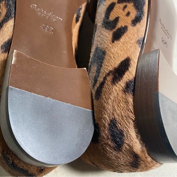 Ralph Lauren Collection Quintessa II Italian Hair-Calf Leopard Smoking Slipper - Picture 13 of 16